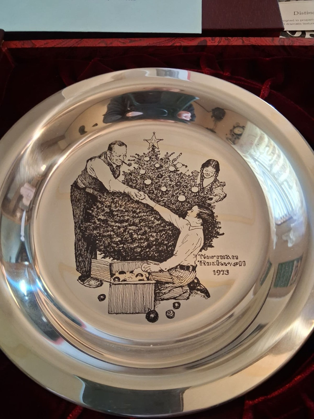 1973 Norman Rockwell (Franklin Mint) Collectors Plate, "Trimming The Tree"
