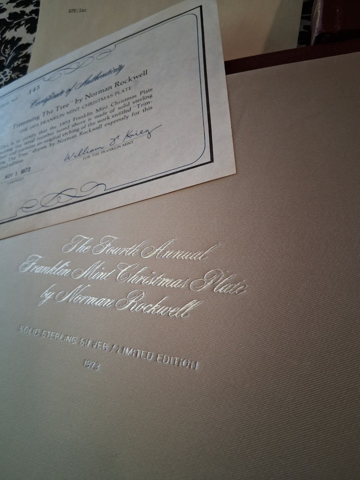 1973 Norman Rockwell (Franklin Mint) Collectors Plate, "Trimming The Tree"