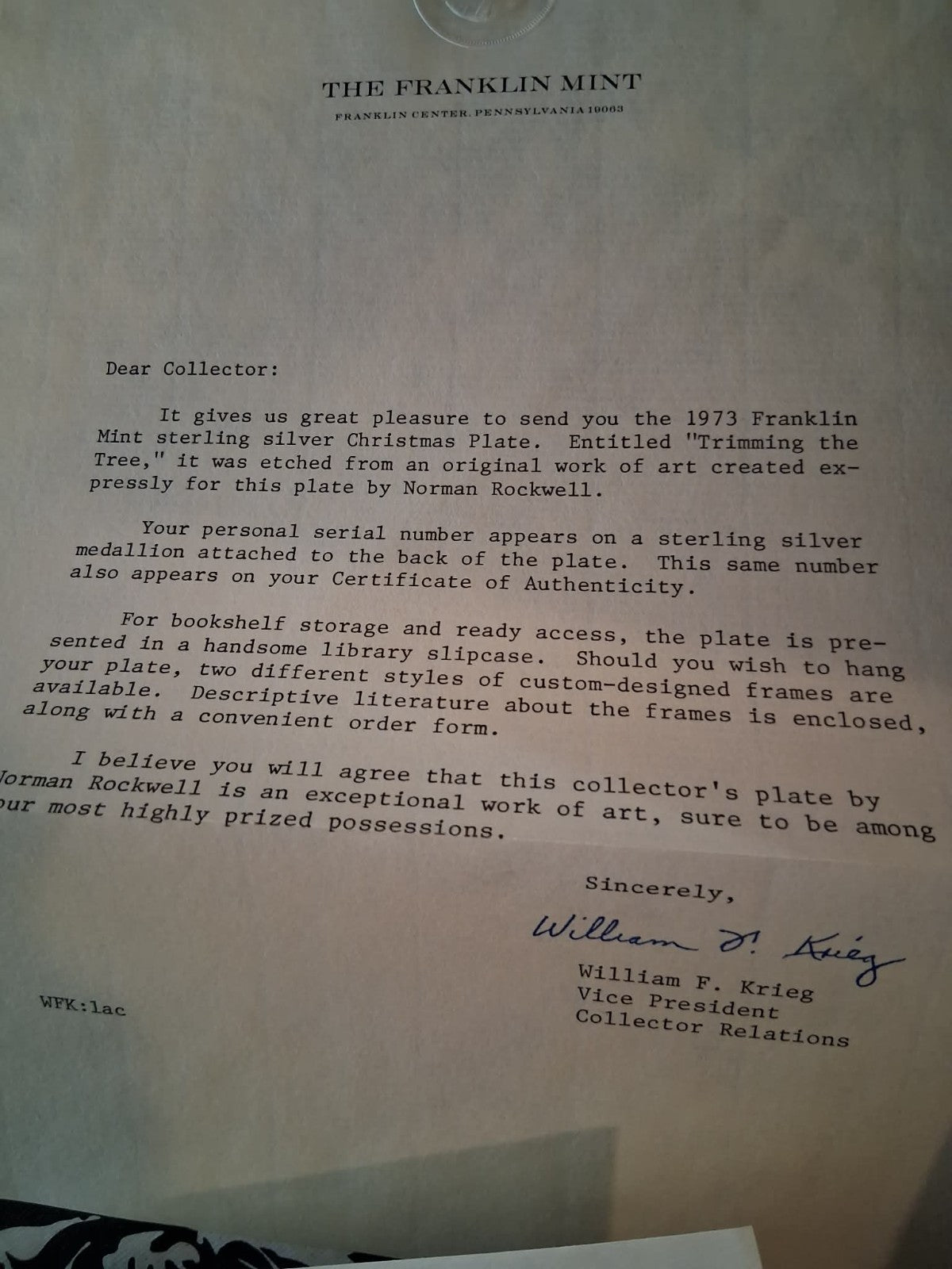 1973 Norman Rockwell (Franklin Mint) Collectors Plate, "Trimming The Tree"