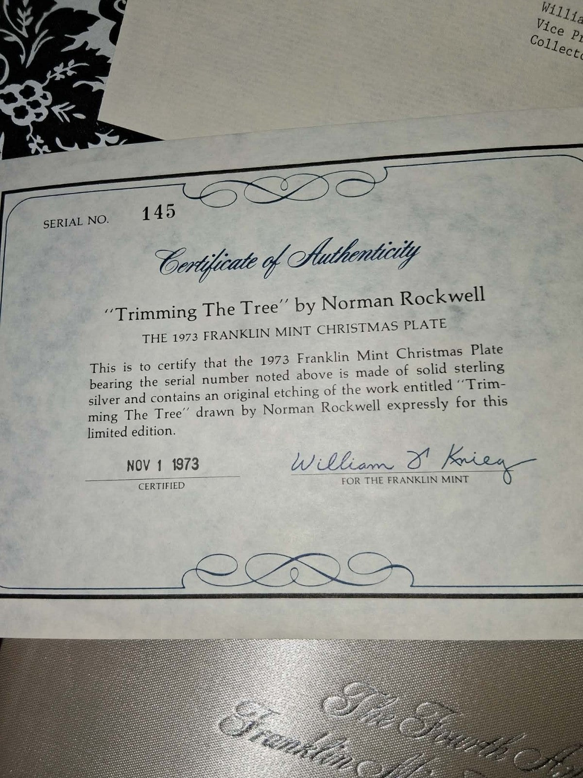 1973 Norman Rockwell (Franklin Mint) Collectors Plate, "Trimming The Tree"