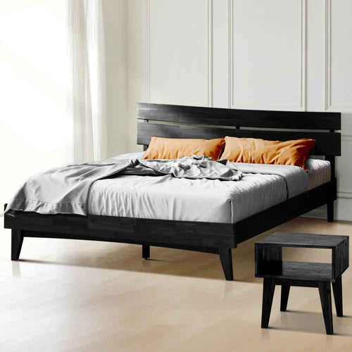 Acacia Aurora Bed Frame & Nightstand Set for Stylish Bedrooms