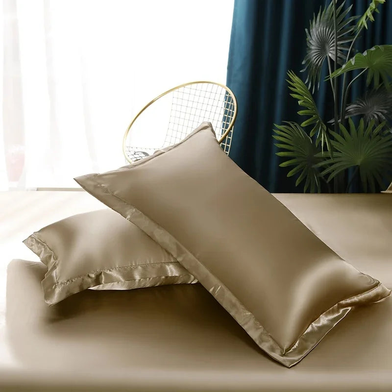 DecorBites™ Luxury Silk Bedding Set: Duvet Cover, Bed Sheet, Pillowcase